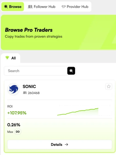 Browse Pro Traders list with SONIC